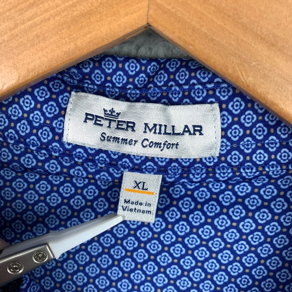 Peter Millar Summer Comfort Yellowstone Polo Men's XL Blue Golf Shirt Brooks - Picture 2 of 12